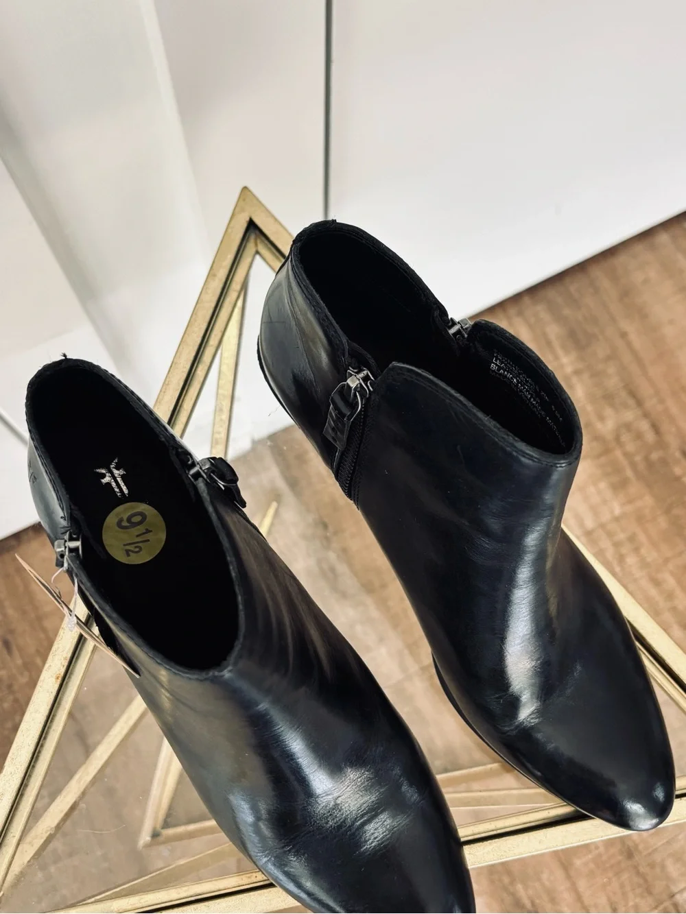 NWT Frye Judith ankle Boots Black genuine leather shiny size 9.5 women's